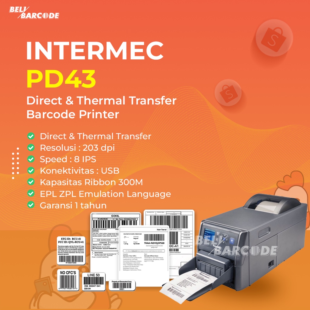 Printer Label Honeywell Intermec PD43 Cetak Label Volume Industrial