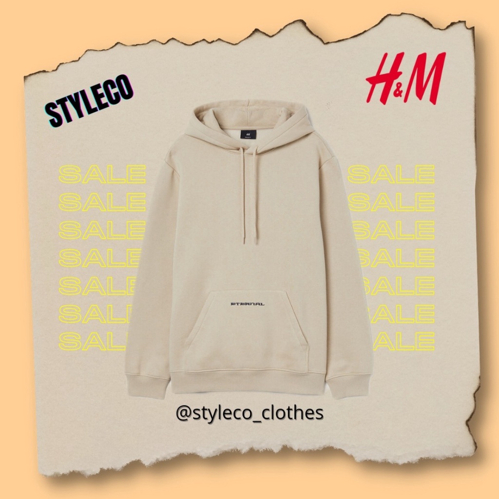 HOODIE H&M ETERNAL EMBROIDERY BEIGE ORIGINAL MURAH - HOODIE H&M ORIGINAL MURAH - HOODIE H&M UNISEX M
