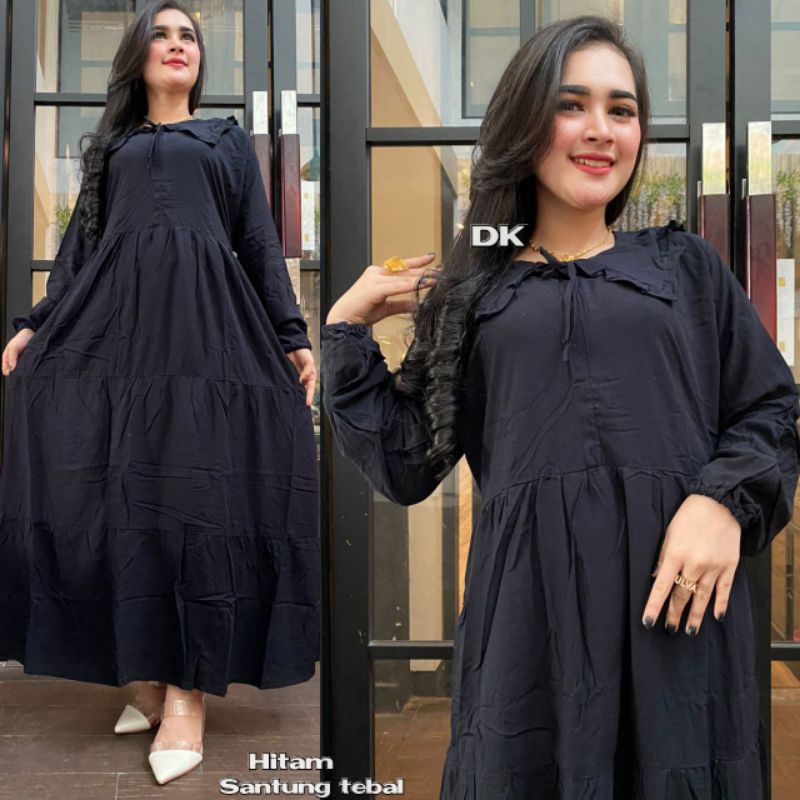 GAMIS SUSUN RAYON POLOS TERMURAH BUSUI || GAMIS KERAH RUFFLE SYARI RAYON PREMIUM TWILL BUSUI | GAMIS HOMEY DRESS KERAH