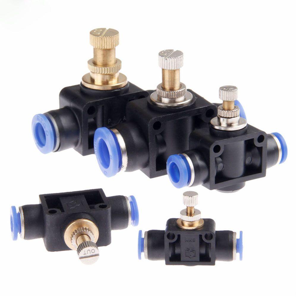 Lanfy Throttle Valve Valve Valve Tabung Selang Air Adjust Valve Konektor Fitting Pengatur Kecepatan Pneumatic Valve