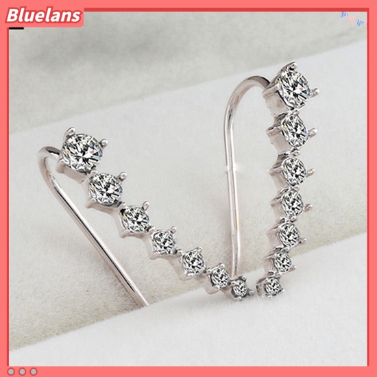 Bluelans Anting Tusuk Gantung Hias Zircon + Berlian Imitasi Untuk Wanita