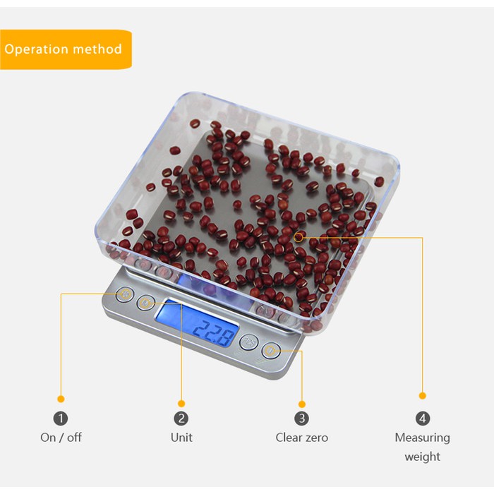 Timbangan Digital Kapasitas 3000g akurasi 0.1g Dengan Tray Besar