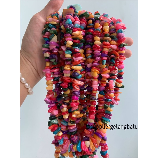 kerikil kerang MULTICOLOUR MIX WARNA 2cm bahan gelang kalung campur