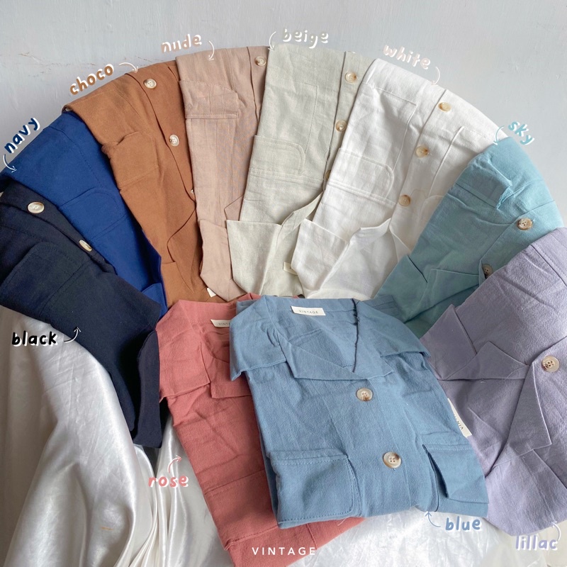 KEMEJA WANITA CASUAL POCKET TOP KEMEJA WANITA POLOS BASIC MURAH-7