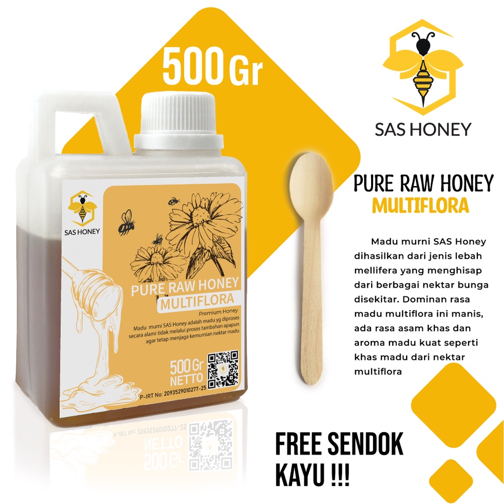 

Madu Asli Murni 500gr Sas Honey Nektar Bunga Multiflora
