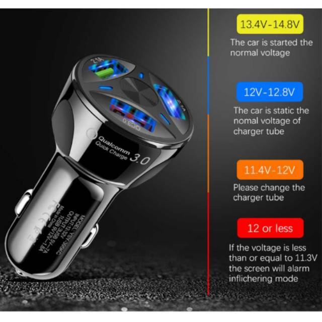 YOZOOE USB Car Dual Charger QC3.0 Quick Charger 30W Aluminum Alloy Waterproof USB Port Charger For Phone GPS Color : Silver, Style : White light 