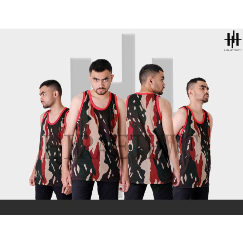 Singlet Loreng Pria Singlet Loreng Kopasus Singlet Loreng army Katun Murah Terbaik