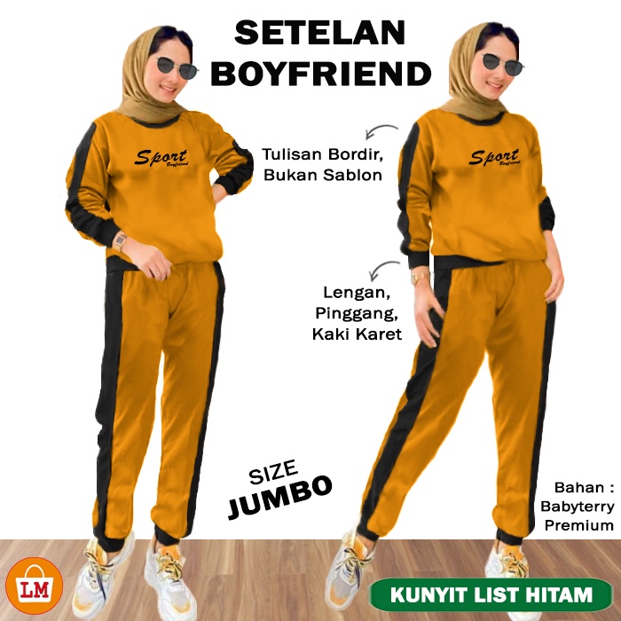 TERMURAH TERLARIS SETELAN TRAINING SPORT BOYFRIEND XL XXL / BAJU OLAHRAGA WANITA / STELAN SENAM WANITA / TRAINING WANITA MUSLIM LMS 28362-28366