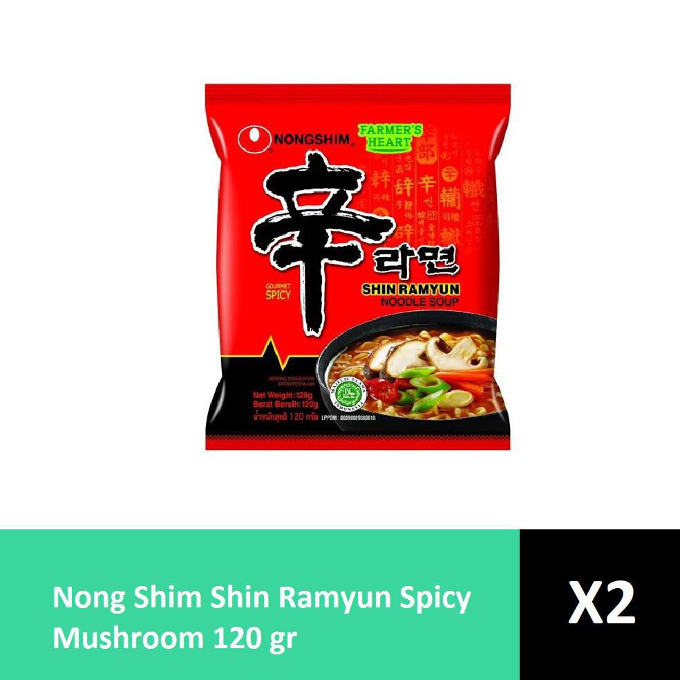 

Pasti Ready Nong Shim Shin Ramyun Spicy Mushroom 120 Gr X 2 Pcs