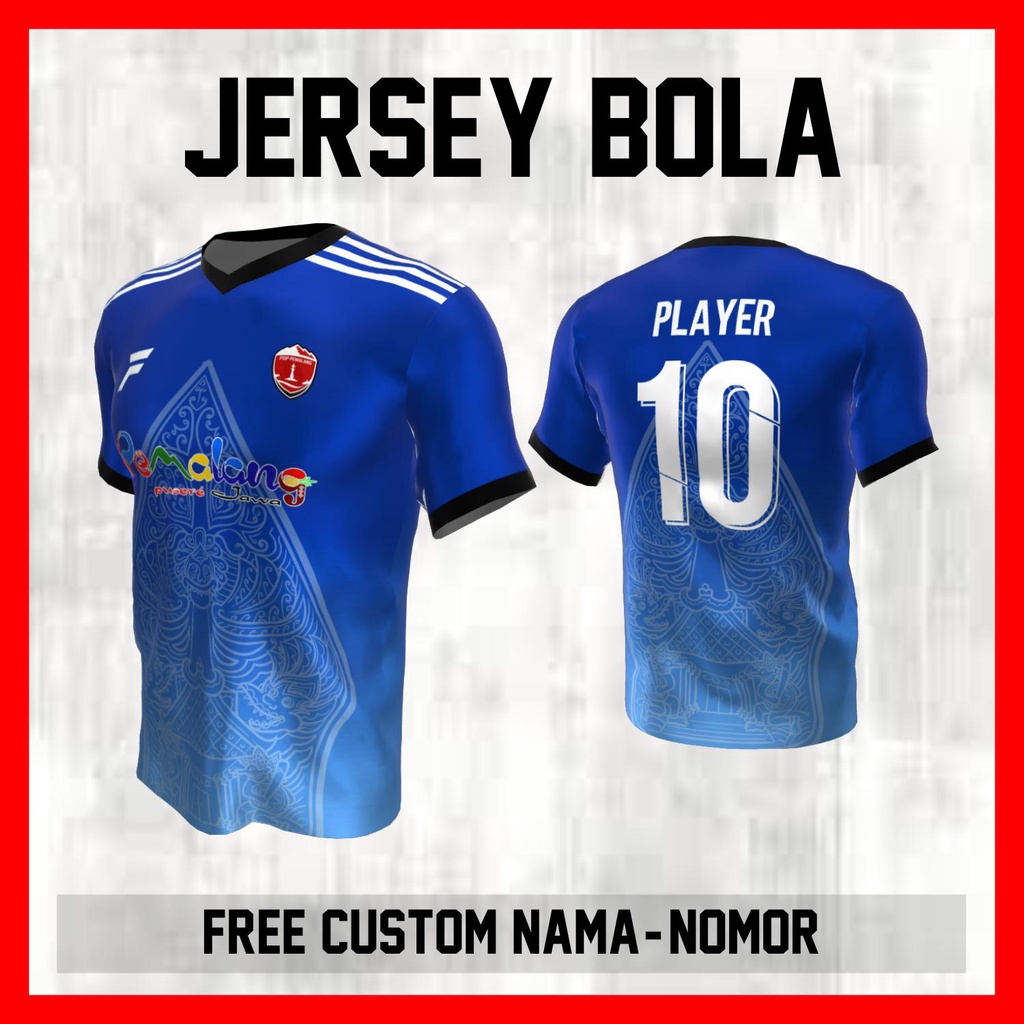 Kaos Bola Jersey PSIP Pemalang Klub Strip Garis Baju Custom Nama dan Nomor Punggung - 515
