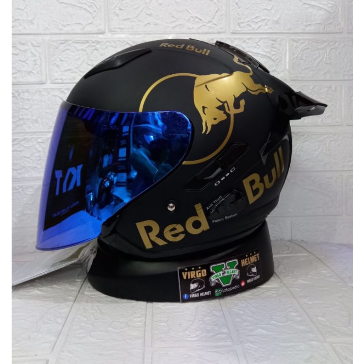 KYT HELM GALAXY FLAT R SOLID BLACK MATT PAKET GANTENG REDBULL SNI DOT (ongkir termurah 2kg)-6