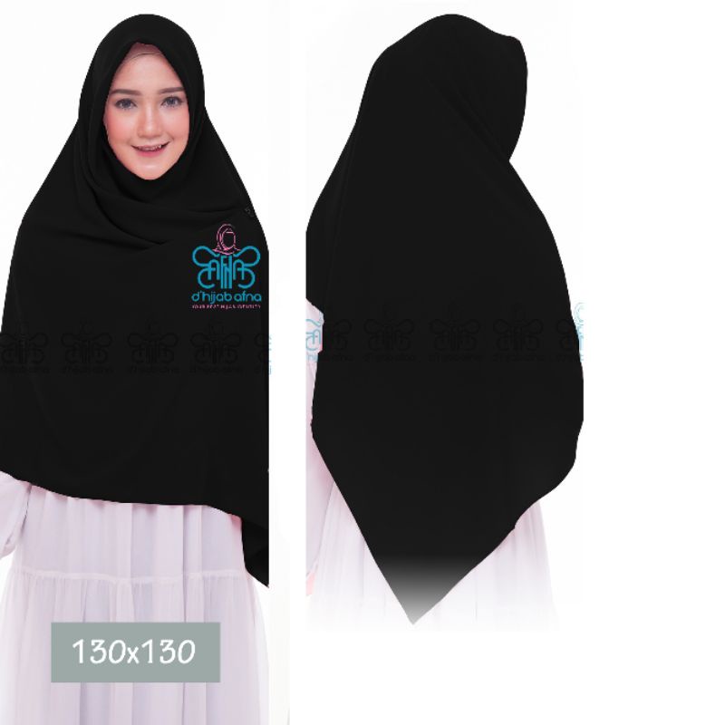 Afna Jilbab Segi Empat JET BLACK M Jilbab Hijab Khimar Segi Empat Square Wolfis Jet Black 130x130 cm