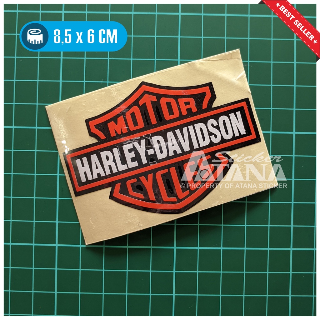 Stiker Cutting Harley Davidson Sticker Emblem Moge Aksesoris Logo Decal Sepeda Motor Matic Mobil Helm Spakbor Hp Laptop Kulkas Dinding Nyala Reflective