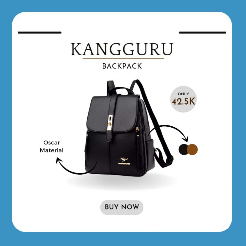 EMOEMO-Tas Ransel Kulit Wanita Kuliah Backpack Fashion anti air seri Kangguru