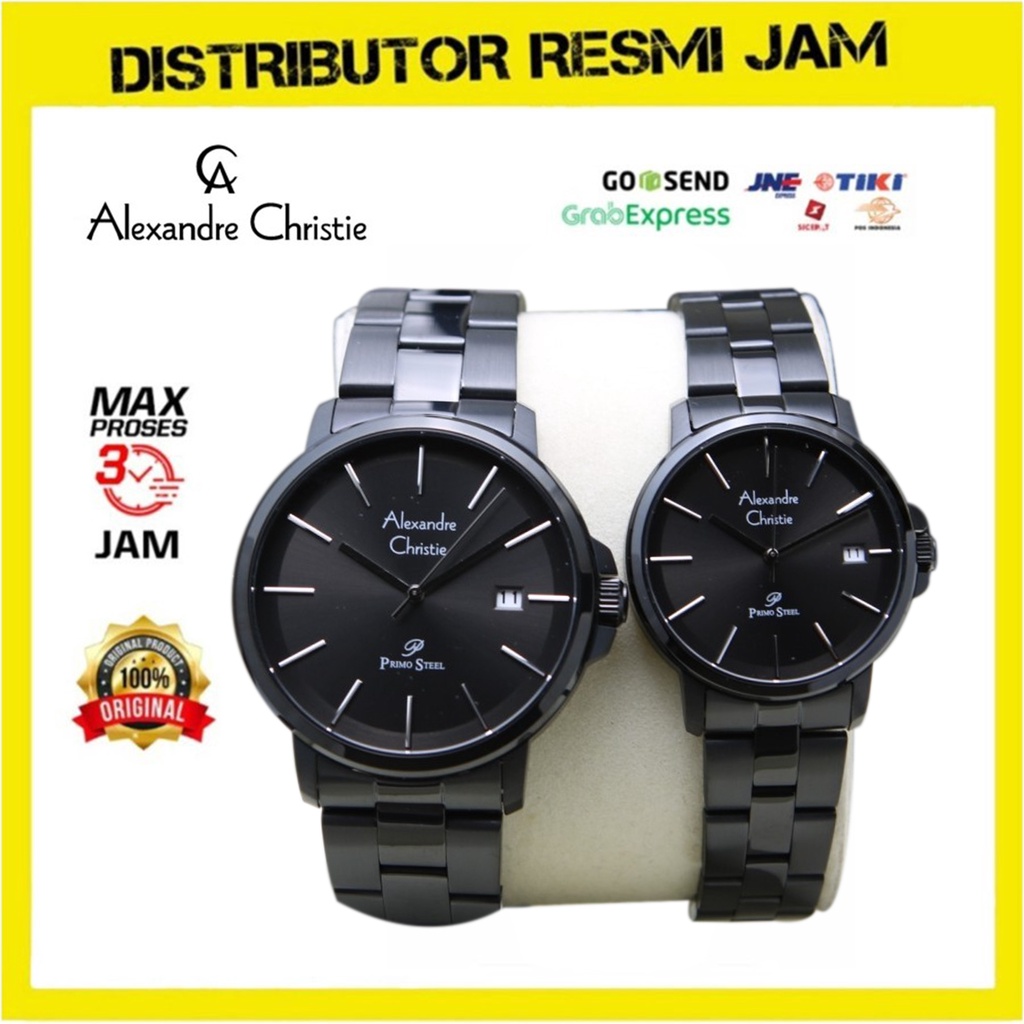 Jam Tangan Couple Alexandre Christie AC1032 AC 1032 Full Black