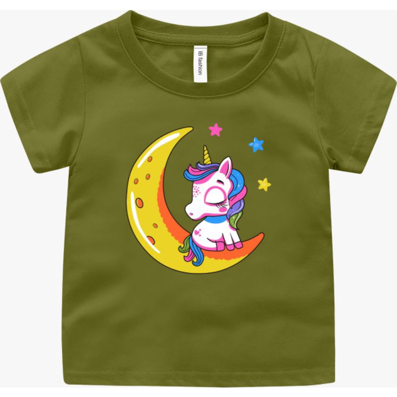 Kaos Anak Perempuan Umur 2 Sampai 10 tahun Unicorn Bulan T shirt Anak Cewek Baju Oblong Anak