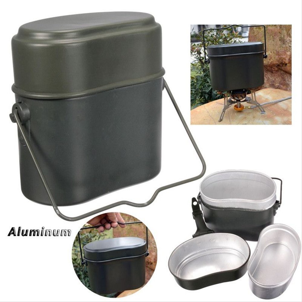 Cooking Set Bushcraft Alumunium Outdoor Nesting Old School Army Aluminium Military TNI -