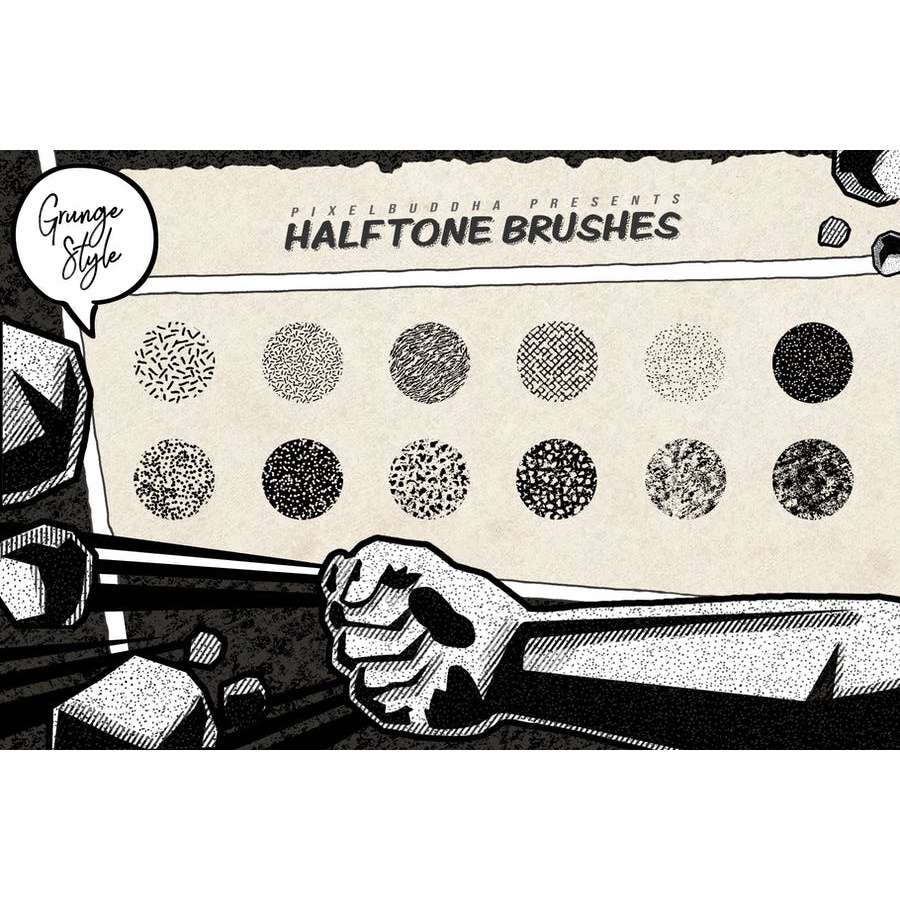 Halftone Grunge - Photoshop Brushes