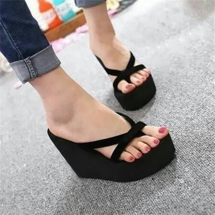 Jual Sandal Wedges Tali Wanita Sandal Spon Cewek Murah Sandal Wedges ...