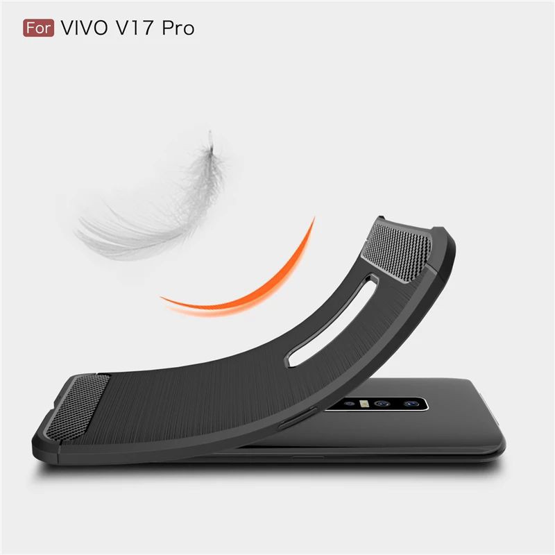 Softcase Carbon Slim Fit Shield Hitam Vivo V17 Pro -Case Karbon Fiber Vivo V17pro Back Cover Premium