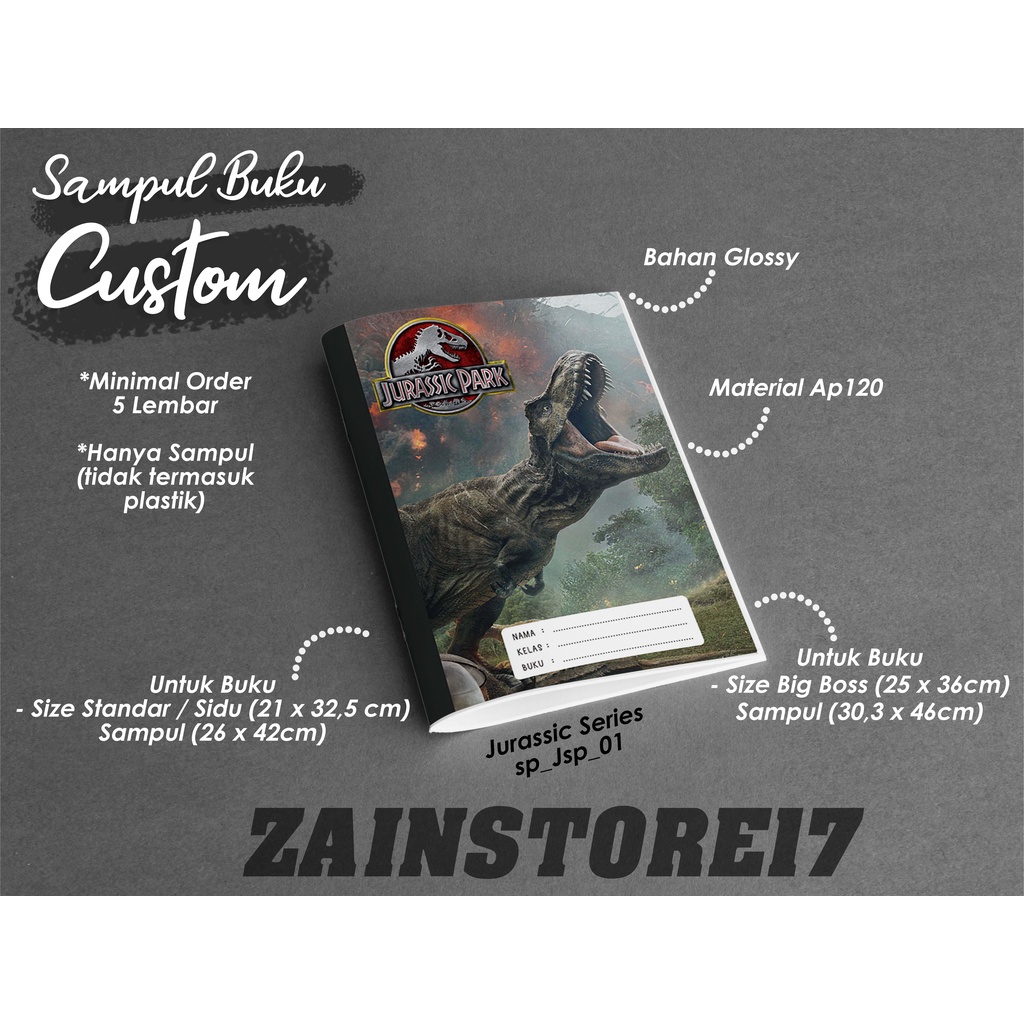 

Sampul Buku Custom Desain Jurassic Composition Book / Bahan Glossy
