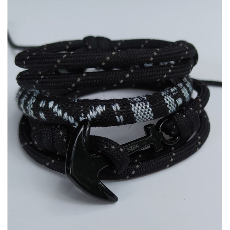 (3pcs)Paket Gelang Jangkar Black White