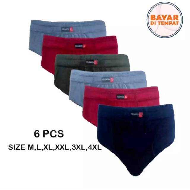 Paket 6 PCS Celana Dalam/ CD Pria FELDATEK Multi Colour/sempak/underwear/Celana Dalam Pria Laki-Laki