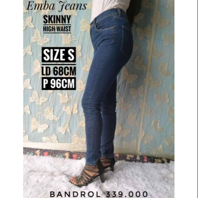 Emba Ladies size S denim skinny jeans celana high waist