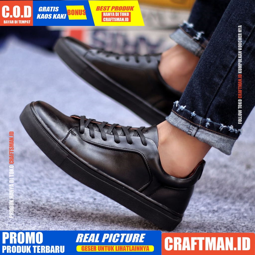 CRAFTS X KNOT Sepatu Kasual Pria Sepatu Pria Casual Kulit Pu Sepatu Casual Pria Cowo/Cowok Ori Sneaker Sepatu Kerja Kantor Kondangan Keren