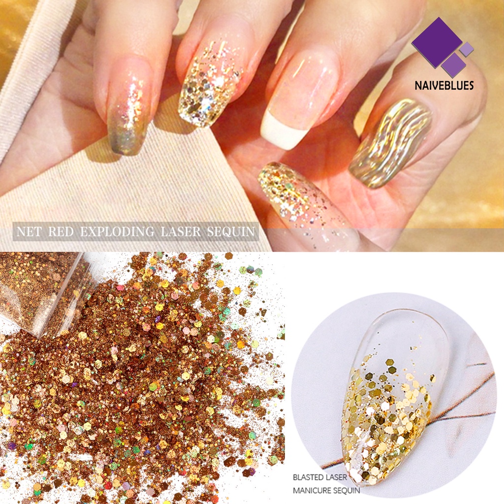 Naiveblue 50g / Kantong Sequin Bentuk Segi Enam Ringan Handmade DIY Bebas Bau