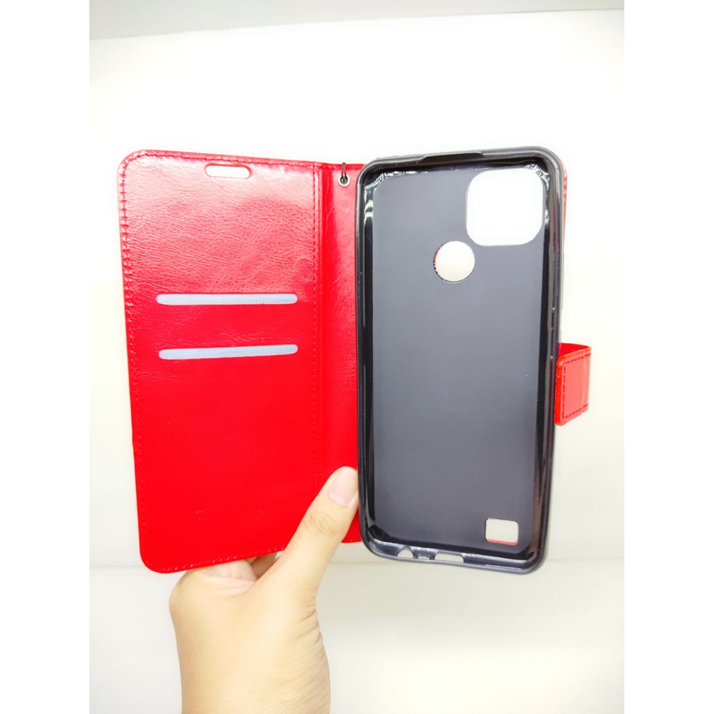 Flip Wallet Realme C21 6.5 inchi FlipCover Leather Sarung HP Kulit with Slot Card