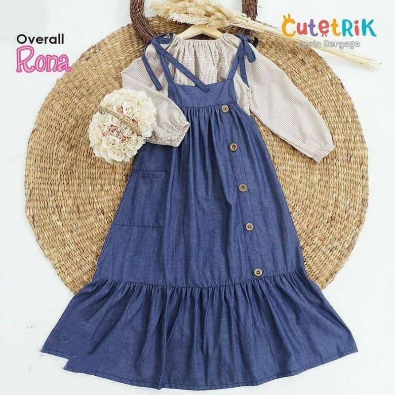 GAMIS ANAK PEREMPUAN REMAJA UMUR 10TH 11TH 12 TAHUN / GAMIS RONA OVERALL 2IN1 /bOVERALL ANAK PEREMPU