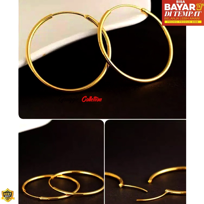 Anting Hoop Titanium Wanita Korea Ring Bulat