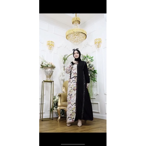 HMF Luxury gamis dress abaya wanita muslim cewek GAMIS SET HIJAB Z*R* gamis 2in1 sudah 1set sama hij