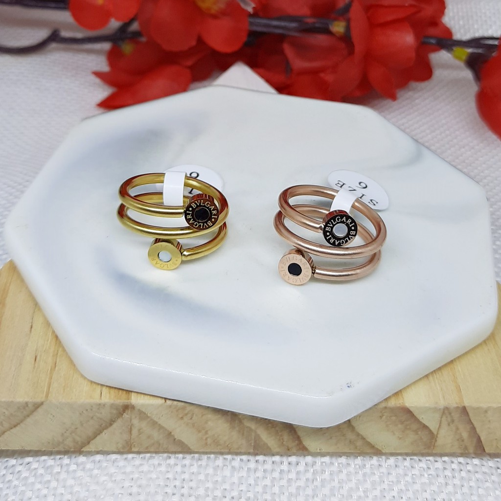 Cincin Titanium Melingkar Anti Karat Luntur  Rose Gold - BR536