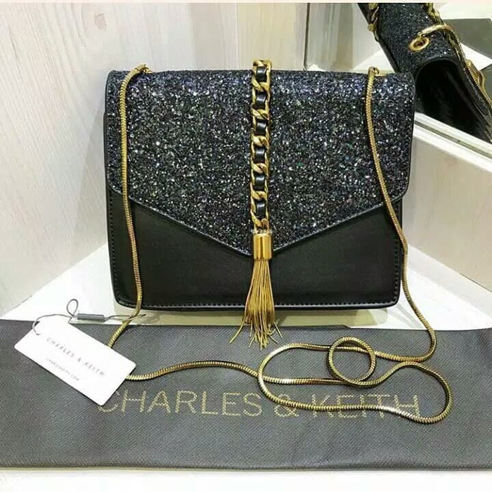 tas wanita C&K rantai rumbai logam/tas selempang/tas branded/tas impor - Merah