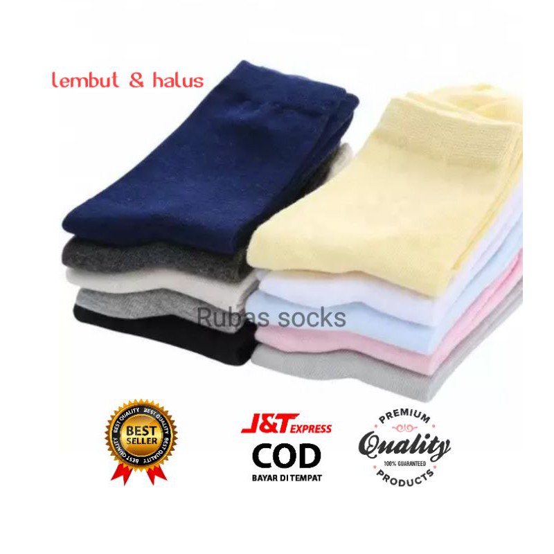 TOKO KL | paket 3 pasang kaos kaki cewek warna polos ( ladies) kaos kaki wanita dewasa remaja bahan lembut