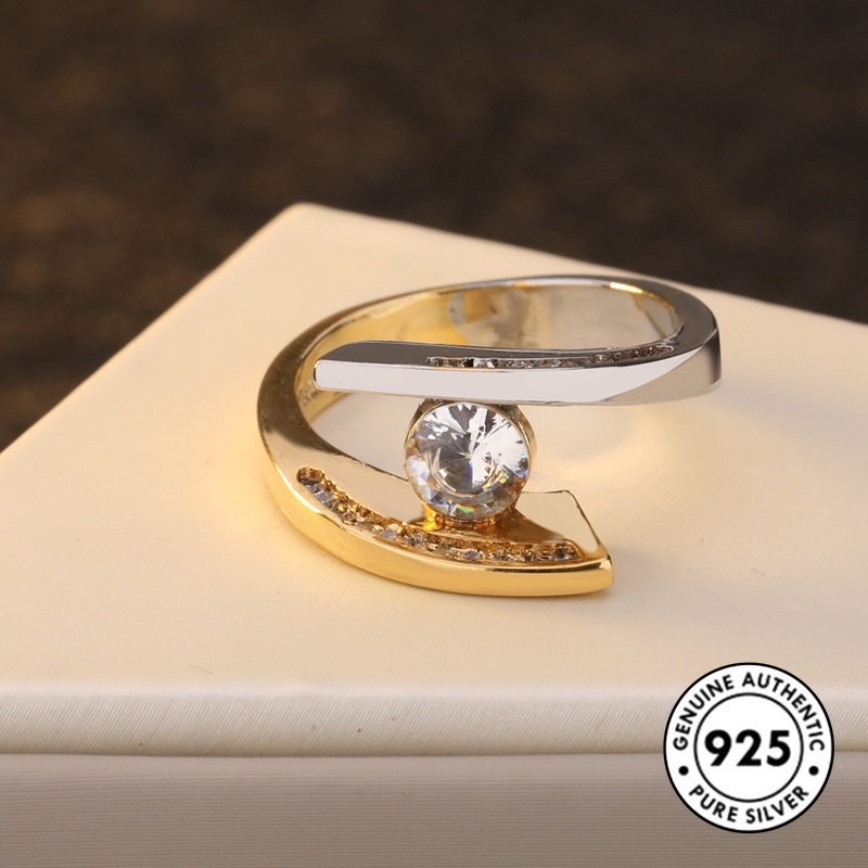 Cincin Kepribadian Bahan S925 Silver Plated Aksen Berlian