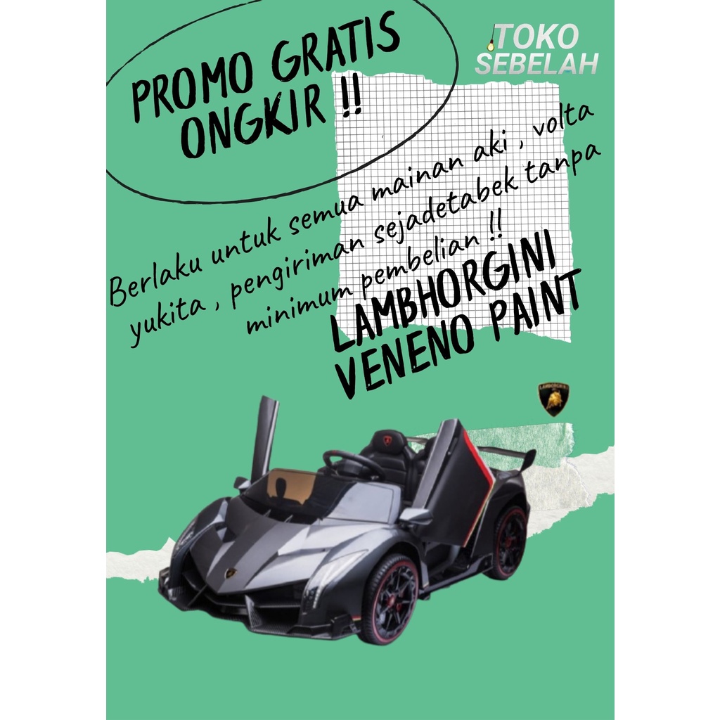 Mainan Anak Mobil Aki Lamborghini Veneno License YUKITA Paint