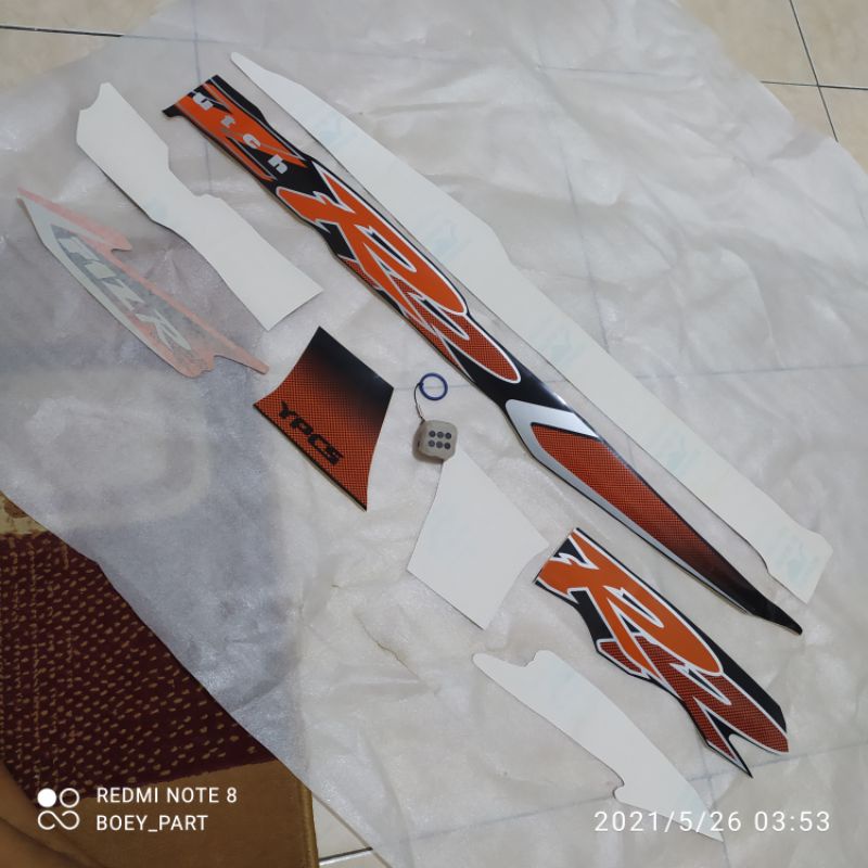 Striping sticker stiker f1zr fizr hitam orange oren 2002 non original stok lama