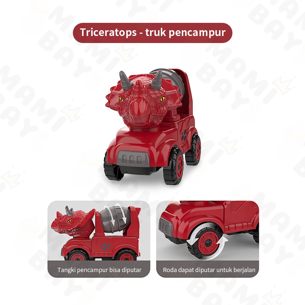 Mamibayi mainan dinosaurus Engineer 4 motive mainan mobil mobilan