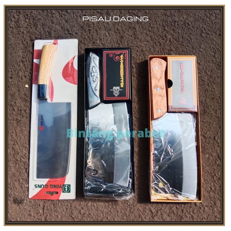 Golok Pisau Daging Stainless Steel Tebal Tajam / Golok Pisau Daging Gagang Stainless / Golok Pisau D