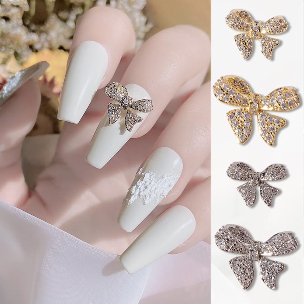 AUGUSTINA Agustina 3D Kuku Berlian Imitasi 1Pc DIY Kuku Ikatan Simpul Bor Shiny Nail Art Dekorasi