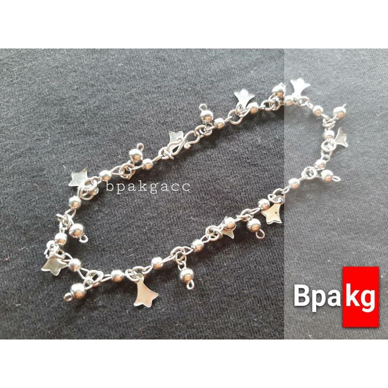 hemat gelang kaki putri rumbai # gelang monel besi putih asli anti karat silver murah wanita cewek