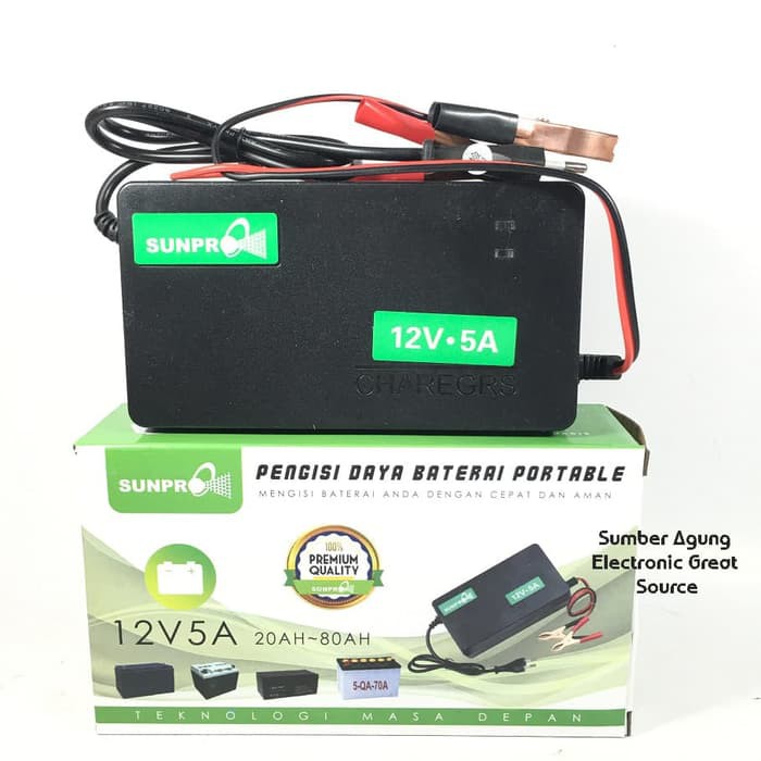 Charger Aki Cas Battery 3-stage Pengaman Sunpro 5A 5 Ampere SU1205A