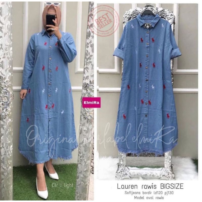 Gamis Wanita - Gamis Jeans - Ld 120 - Lauren Rawis Bigsize by Elmira