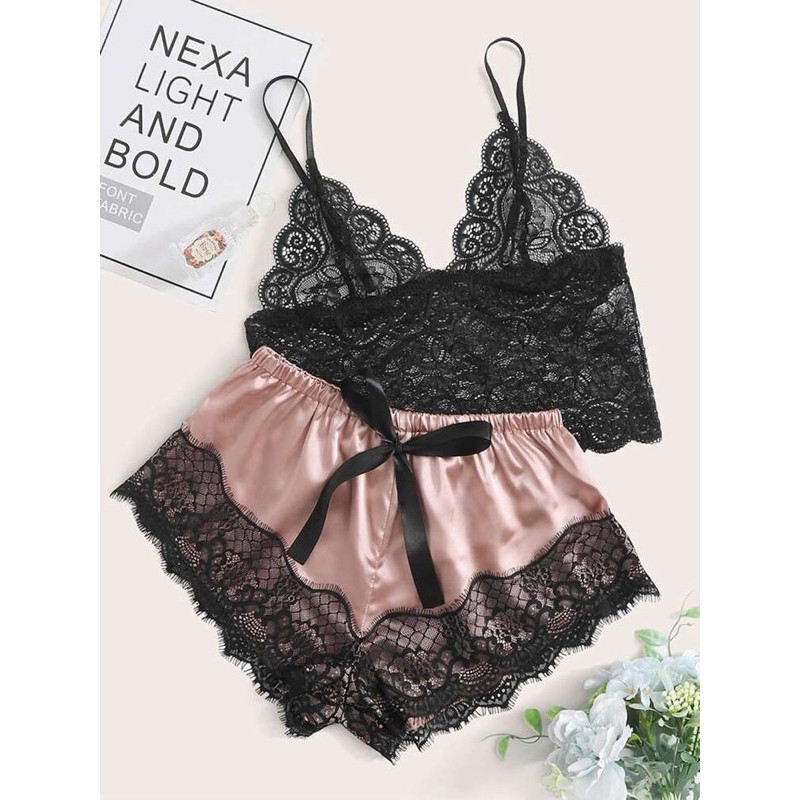 COD ALEXA SET (piyama, sexy lingerie,tanktop,bra,bralette,short,set piyama,baju tidur,lingerie)