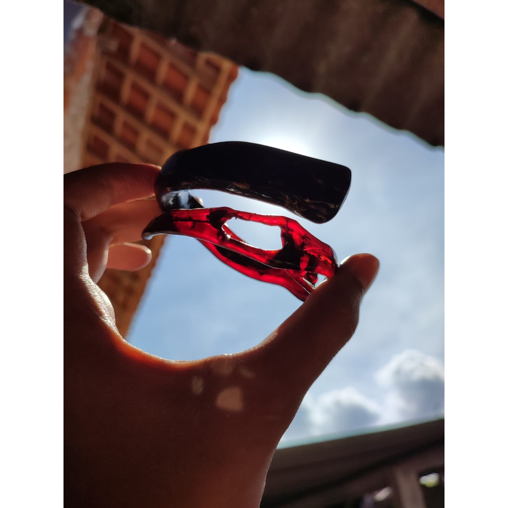 MT - Gelang Pria Akar Bahar Merah Natural Asli Tembus Cahaya Combong Telunjuk