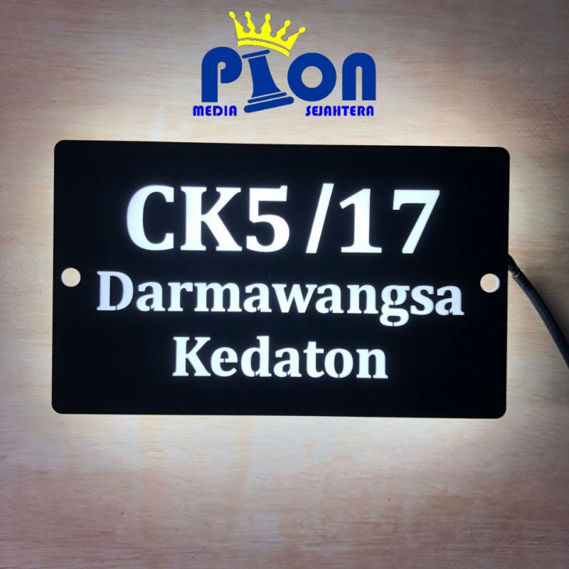 Papan Alamat Rumah + Lampu LED