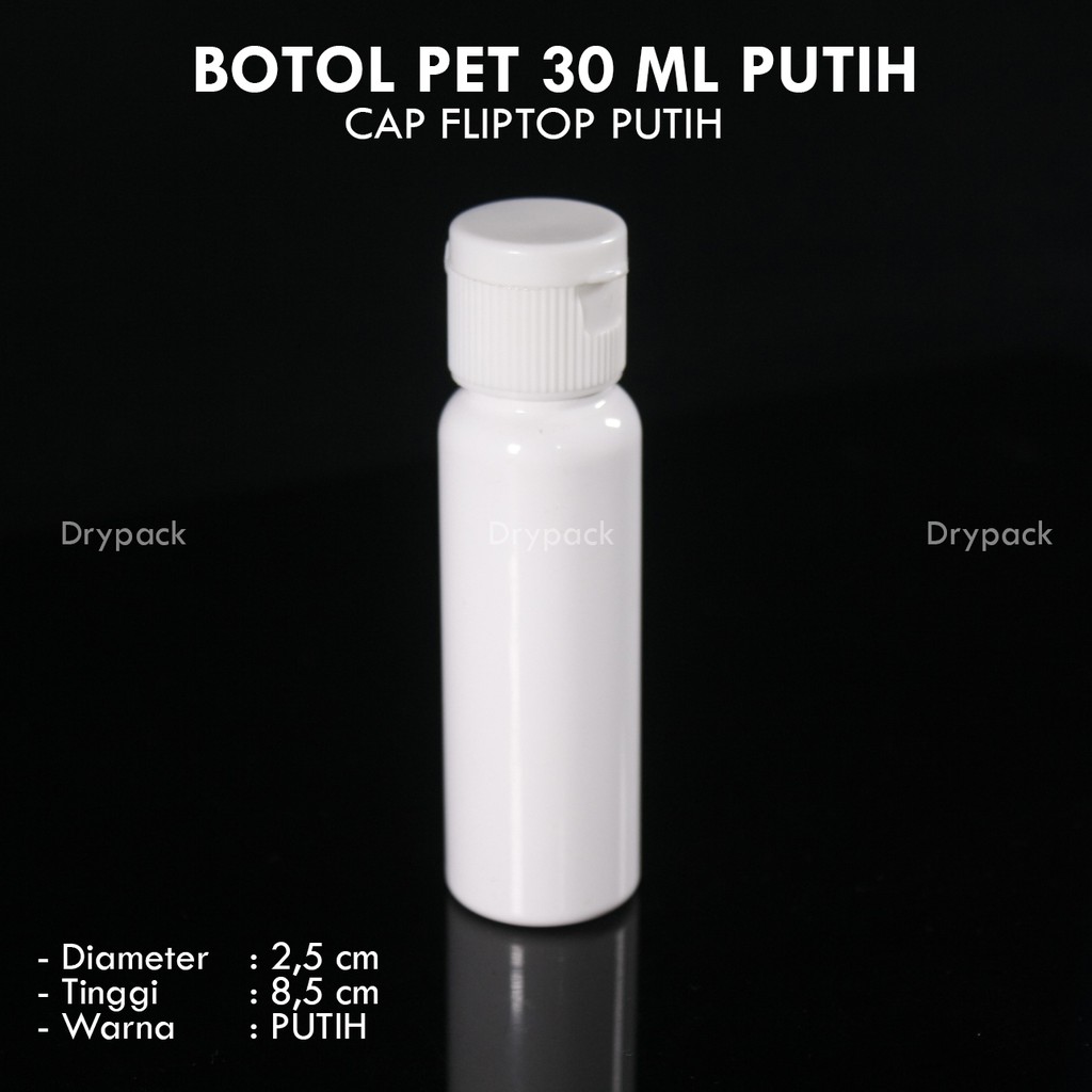 Botol PET 30 ML Putih Fliptop